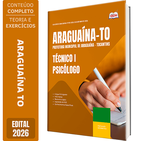 Apostila Prefeitura de Araguaína TO 2026 Técnico 1 - Psicólogo