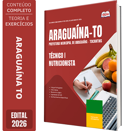 Apostila Prefeitura de Araguaína TO 2026 Técnico 1 - Nutricionista