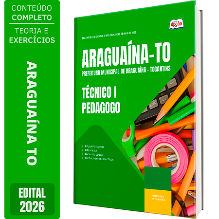 Apostila Prefeitura de Araguaína TO 2026 Técnico 1 - Pedagogo