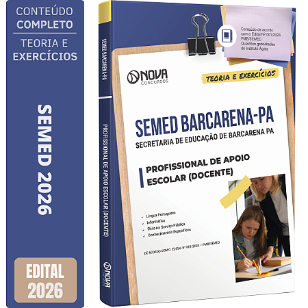 Apostila SEMED Barcarena PA 2026 - Profissional de Apoio Escolar (Docente)