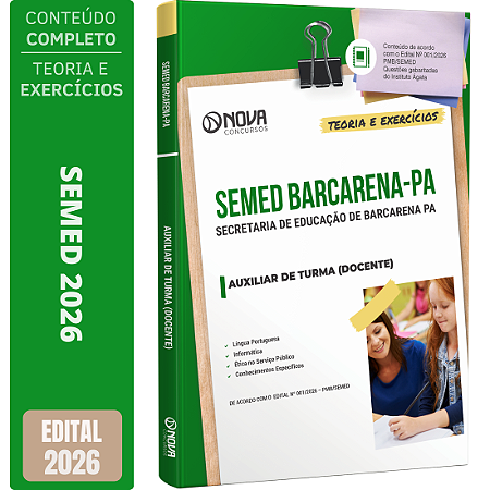 Apostila SEMED Barcarena PA 2026 - Auxiliar de Turma (Docente)