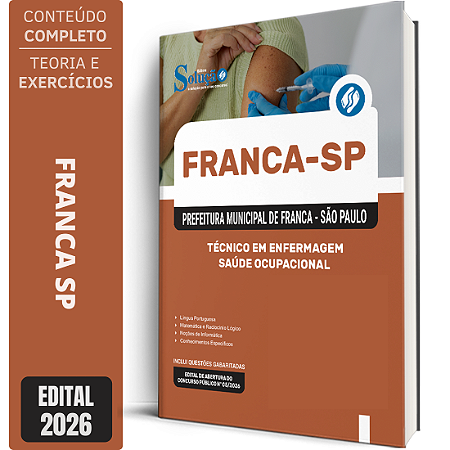 Apostila Prefeitura de Franca SP 2026 Técnico em Enfermagem - Saúde Ocupacional