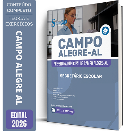 Apostila Prefeitura de Campo Alegre AL 2026 - Secretário Escolar