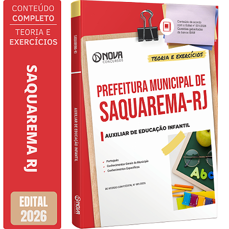 Apostila Prefeitura de Saquarema RJ 2026 - Auxiliar de Educação Infantil