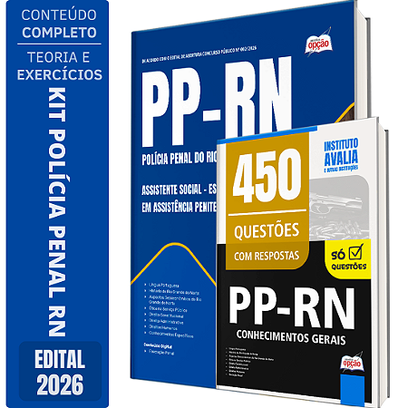Kit Apostila Polícia Penal RN 2026 - Assistente Social + Caderno de 450 Questões Polícia Penal RN - Conhecimentos Gerais