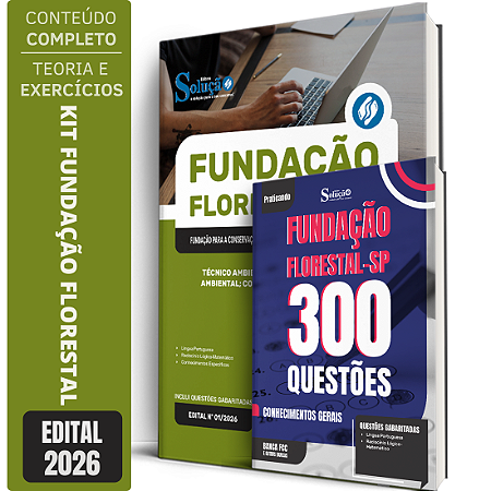 Kit Apostila Fundação Florestal 2026 Técnico Ambiental - Meio Ambiente + Caderno de 300 Questões - Conhecimentos Gerais