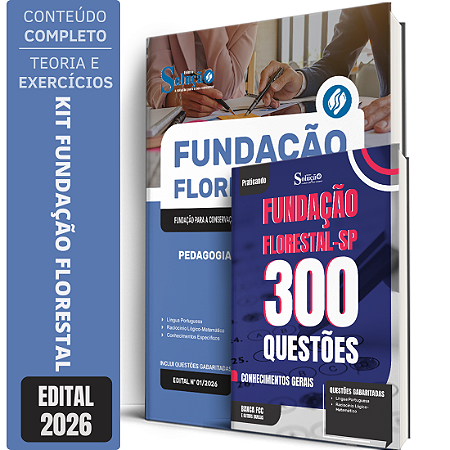 Kit Apostila Fundação Florestal 2026 Analista de Gestão - Pedagogia + Caderno de 300 Questões - Conhecimentos Gerais