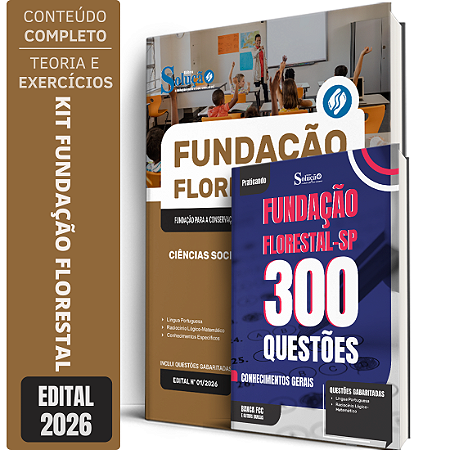 Kit Apostila Fundação Florestal 2026 - Ciências Sociais + Caderno de 300 Questões - Conhecimentos Gerais