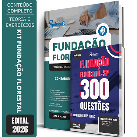 Kit Apostila Fundação Florestal 2026 Contador - Ciências Contábeis + Caderno de 300 Questões - Conhecimentos Gerais