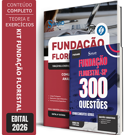 Kit Apostila Fundação Florestal 2026 - Comunicação Social + Caderno de 300 Questões - Conhecimentos Gerais