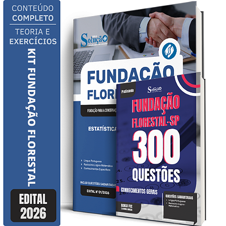 Kit Apostila Fundação Florestal 2026 Estatística + Caderno de 300 Questões - Conhecimentos Gerais