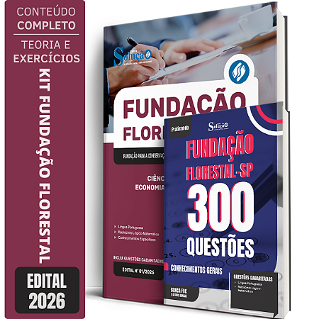 Kit Apostila Fundação Florestal 2026 Ciências Econômicas + Caderno de 300 Questões - Conhecimentos Gerais