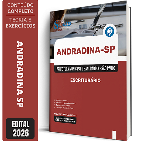 Apostila Prefeitura de Andradina SP 2026 - Escriturário