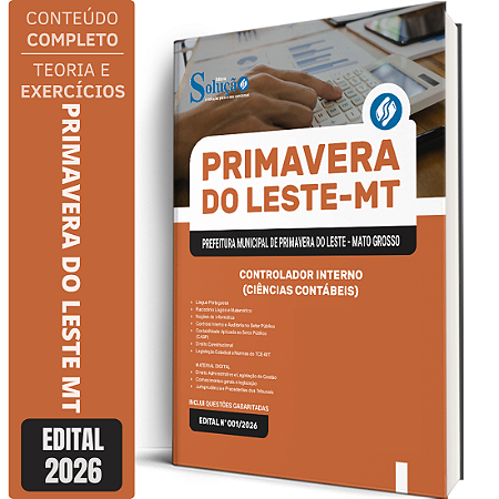 Apostila Prefeitura de Primavera do Leste MT 2026 - Controlador Interno (Ciências Contábeis)