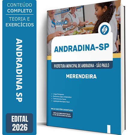 Apostila Prefeitura de Andradina SP 2026 - Merendeira(o)