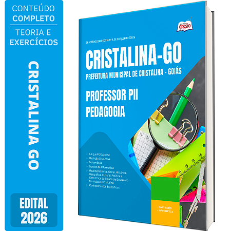 Apostila Prefeitura de Cristalina GO 2026 Professor P2 - Pedagogia