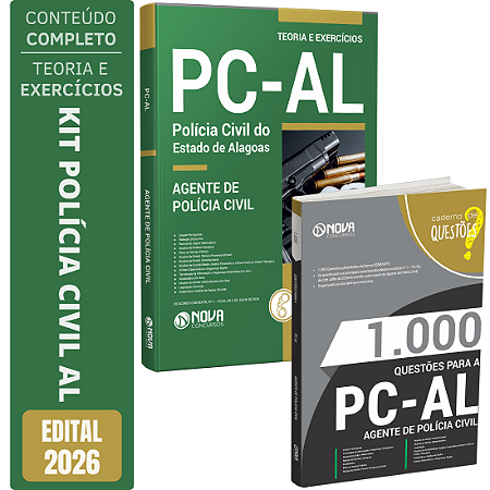 Kit Apostila PC AL 2026 - Agente de Polícia Civil + Livro 1000 Questões Gabaritadas