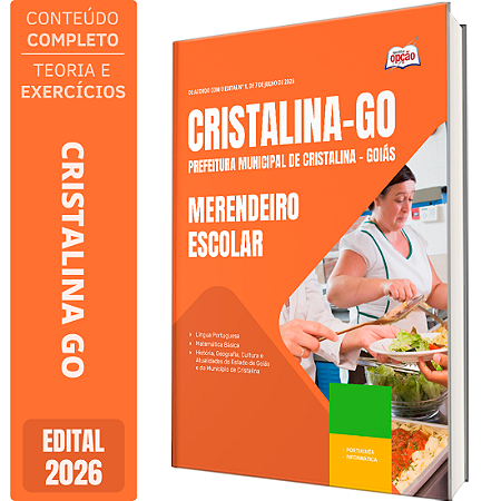 Apostila Prefeitura de Cristalina GO 2026 - Merendeiro Escolar
