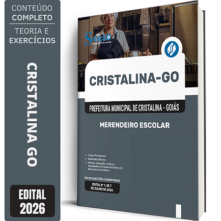 Apostila Prefeitura de Cristalina GO 2026 - Merendeiro Escolar