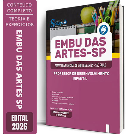 Apostila Prefeitura de Embu das Artes SP 2026 - Professor de Desenvolvimento Infantil