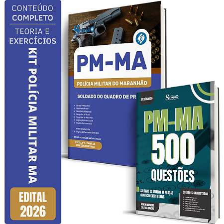 Kit Apostila PM MA 2026 - Soldado do Quadro de Praças + Caderno de 500 Questões PM MA