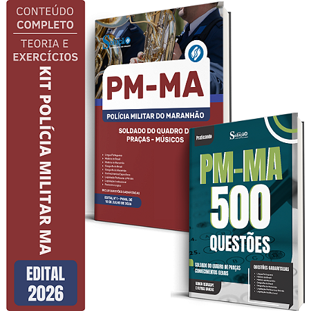 Kit Apostila PM MA 2026 Soldado do Quadro de Praças - Músicos + Caderno de 500 Questões PM MA