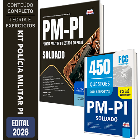Kit Apostila PM PI 2026 - Soldado + Caderno de 450 Questões PM PI