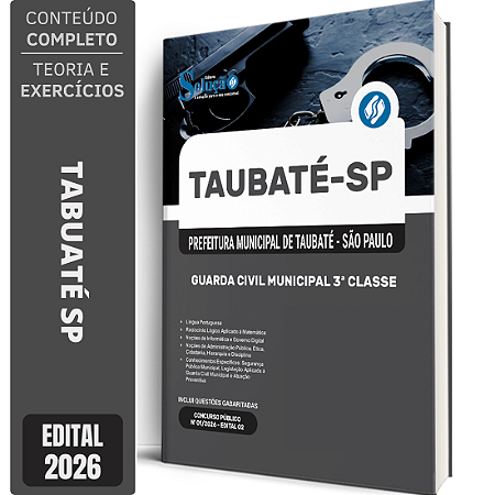Apostila Prefeitura de Taubaté SP 2026 - Guarda Civil Municipal 3 Classe