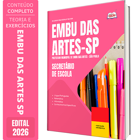 Apostila Prefeitura de Embu das Artes SP 2026 - Secretário de Escola