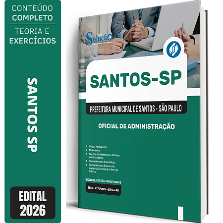 Apostila Prefeitura de Santos SP 2026 - Oficial de Administração