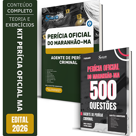 Kit Apostila Perícia Oficial MA 2026 Agente - Especialidade: Generalista + Caderno de 500 Questões