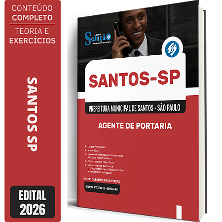 Apostila Prefeitura de Santos SP 2026 - Agente de Portaria