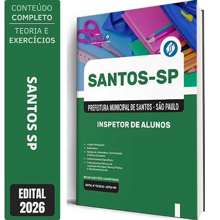 Apostila Prefeitura de Santos SP 2026 - Inspetor de Alunos