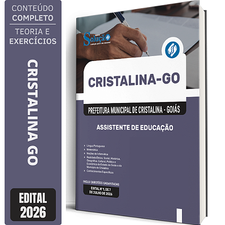 Apostila Prefeitura de Cristalina GO 2026 - Assistente de Educação