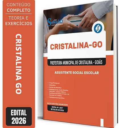 Apostila Prefeitura de Cristalina GO 2026 - Assistente Social Escolar