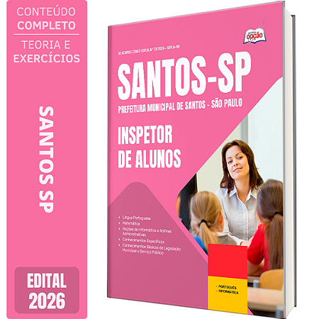 Apostila Prefeitura de Santos SP 2026 - Inspetor de Alunos