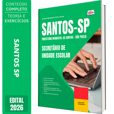 Apostila Prefeitura de Santos SP 2026 - Secretário de Unidade Escolar