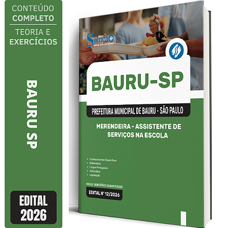 Apostila Prefeitura de Bauru SP 2026 Assistente de Serviços na Escola - Merendeira