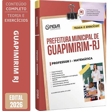 Apostila Prefeitura de Guapimirim RJ 2026 Professor 1 - Matemática