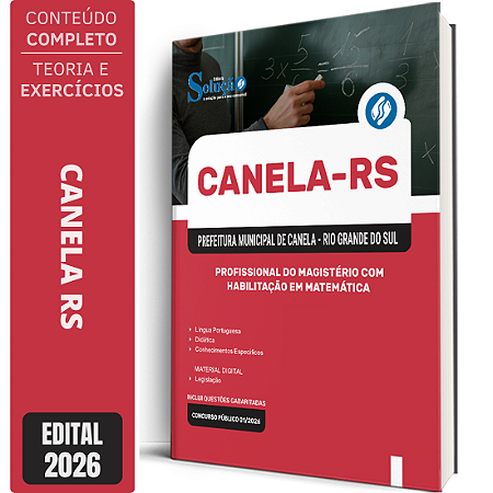 Apostila Prefeitura de Canela RS 2026 - Profissional do Magistério com Habilitação em Matemática