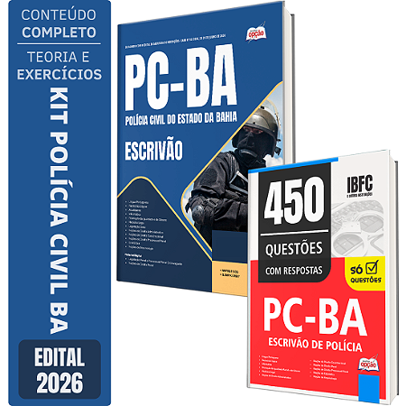 Kit Apostila PC BA 2026 - Escrivão de Polícia Civil + Caderno de 450 Questões