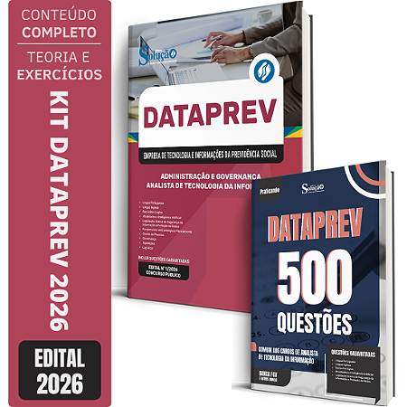 Kit Apostila DATAPREV 2026 Tecnologia da Informação - Administração e Governança + Caderno de 500 Questões
