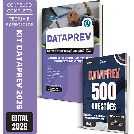 Kit Apostila Dataprev 2026 Tecnologia da Informação - Gestão de Serviços de TIC + Caderno de 500 Questões