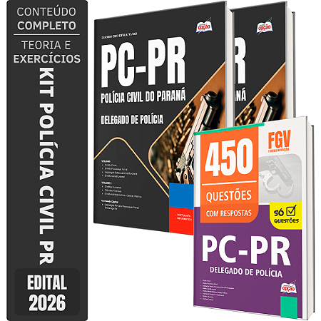 Kit Apostila PC PR 2026 - Delegado de Polícia + Caderno de 450 Questões