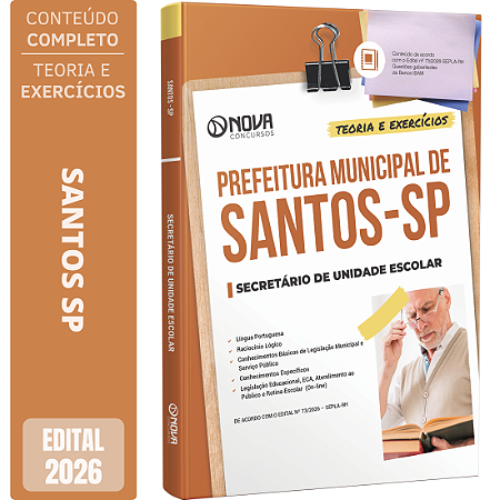 Apostila Prefeitura de Santos SP 2026 - Secretário de Unidade Escolar