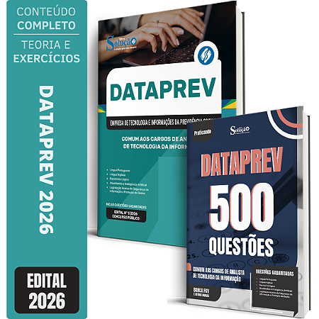 Kit Apostila DATAPREV 2026 - Cargos de Analista de Tecnologia da Informação + Caderno de 500 Questões