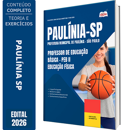 Apostila Prefeitura de Paulínia SP 2026 Professor de Educação Básica PEB 2 - Educação Física