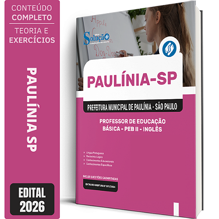Apostila Prefeitura de Paulínia SP 2026 Professor de Educação Básica PEB 2 - Inglês