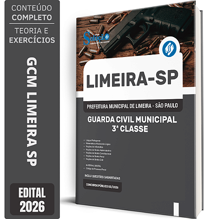 Apostila Prefeitura de Limeira SP 2026 GCM - Guarda Civil Municipal 3 Classe