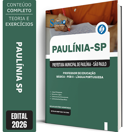 Apostila Prefeitura de Paulínia SP 2026 Professor de Educação Básica PEB 2 - Língua Portuguesa